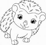 Hedgehog Coloring Pages Cute Porcupines Cartoon Hedgehogs Drawing Baby Realistic Template Coloringbay Getdrawings sketch template