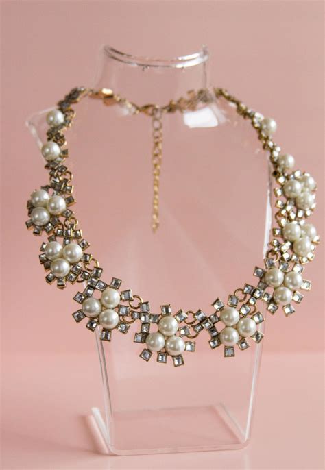 gold plated faux white pearl statement necklace httplillybrycecom