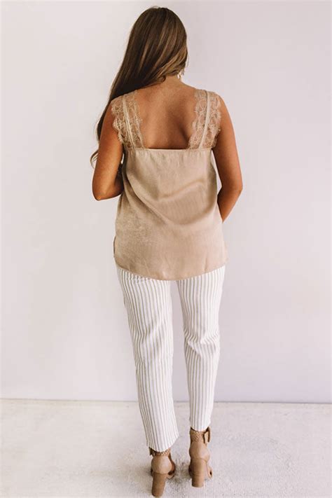 Express Yourself Lace Shift Tank In Iced Mocha • Impressions Online