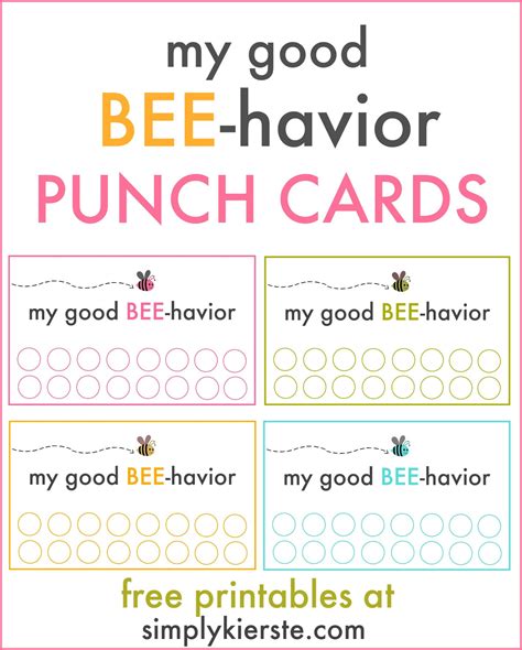 good behavior punch cards behavior punch cards kids  printable