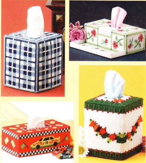 plastic canvas tissue box cover 8 patterns rainbow moon roses