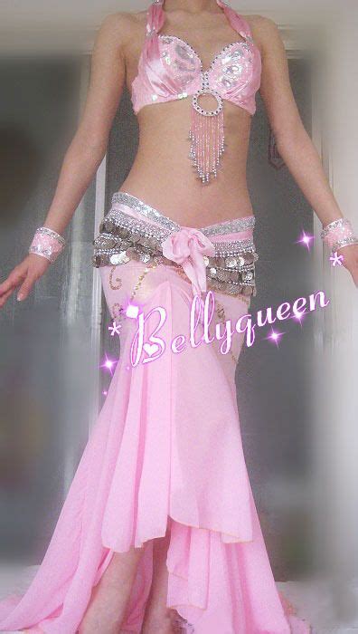 New Belly Dance 3pcs Costume Braandskirtandscarf Light Pink