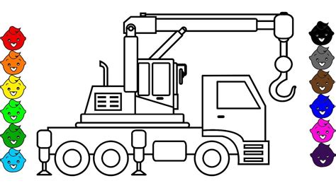 crane truck coloring pages  kids construction vehicles coloring book