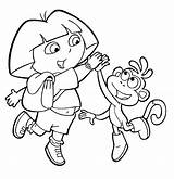 Dora Coloring Explorer Pages Boots sketch template