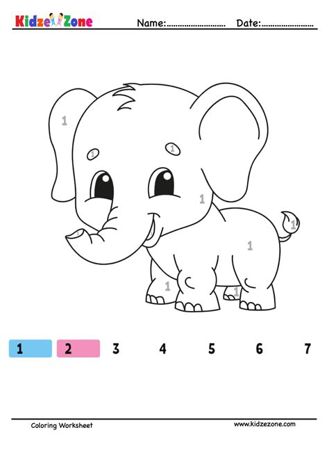 elephant numbered coloring fun worksheet kidzezone