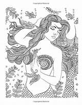 Coloring Pages Mermaid Sirens Adults Adult Mermaids Books Painting Fairy Book Amazon Doodle Fabric Patterns Print Sheets Choose Board sketch template