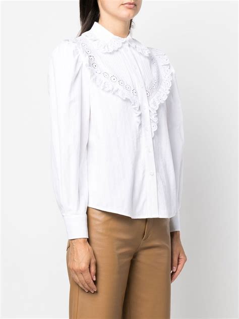 see by chloé lace ruffle button down blouse farfetch