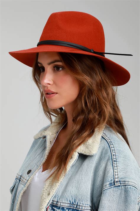 Chic Rust Orange Hat Fedora Hat Felted Wool Hat Lulus