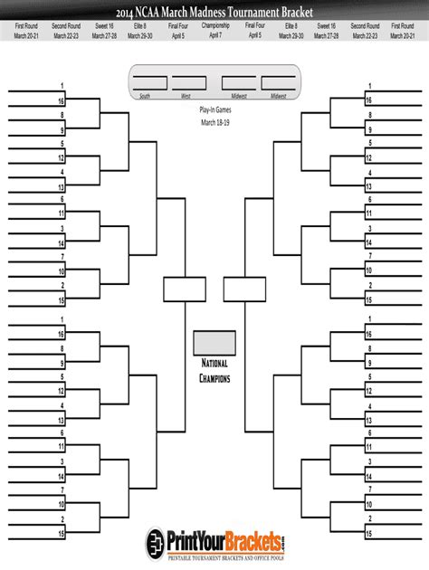 blank ncaa tournament bracket template template