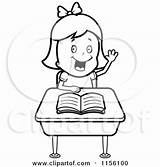 Hand Clipart Girl Raising Hands Her Desk Cartoon Coloring Young Thoman Cory Outlined Vector 2021 Clipground Class School sketch template