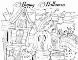 House Halloween Haunted Coloring Pages Getcolorings Happy sketch template