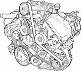 Engine Car Clipart V8 Motor Drawing Line Vector Block Cliparts Clip Large Domain sketch template