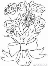 Bouquet Coloring Flower Pages Clipart Flowers Printable Carnation Wedding Color Valentine Rose Roses Colouring Clip Book Kids Doodle Print Cliparts sketch template