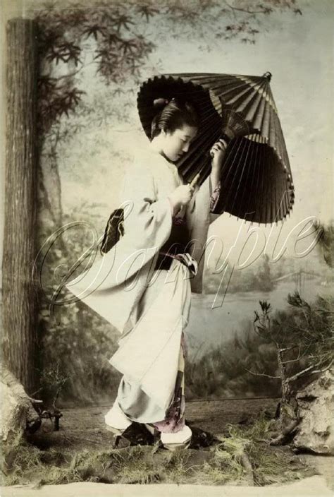 Vintage Geisha Girl Umbrella Costume Photo Canvas Print