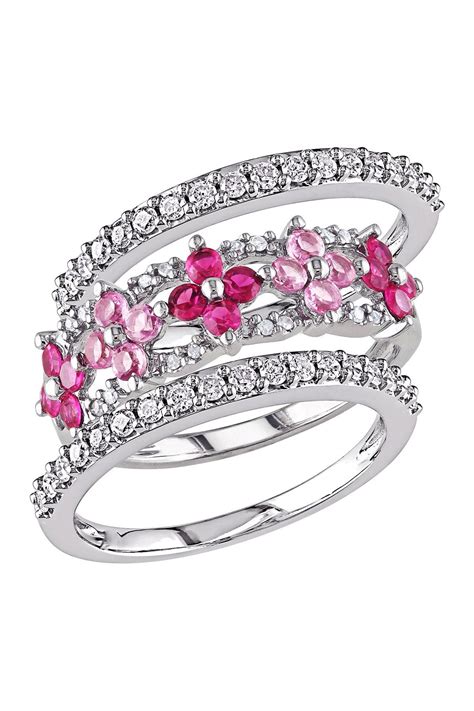 delmar  white gold white diamond created ruby