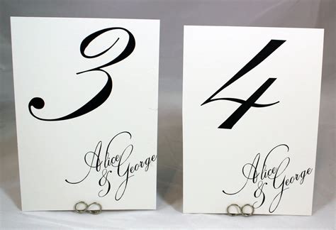 elegant custom table numbers simple chic calligraphy printed cards