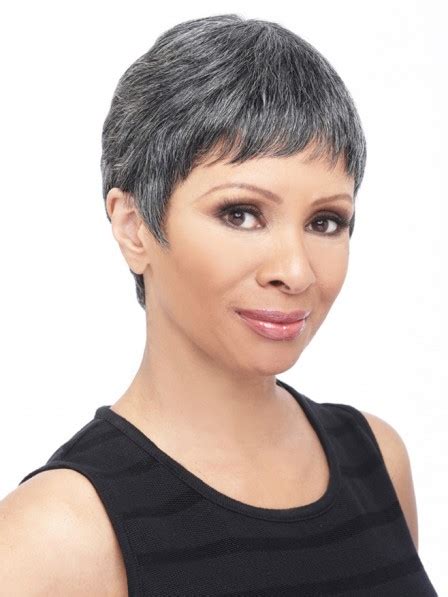 Old Women S Short Pixie Grey Hairstyle Synthetic Wigs