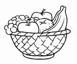 Basket Coloring Apple Apples Fruits Clipart Fruit Food Pages Bowl Line sketch template