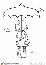 Fille Parapluie Petite Avec Colorier Dessin Une Automne Jolie Son Umbrella Pendant Cards Enfants Cache Coloriages Meteorology sketch template