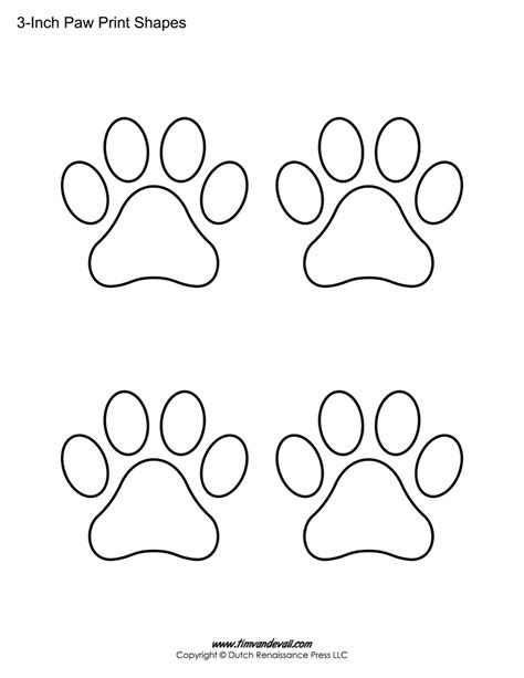 paw print template shapes blank printable shapes
