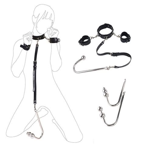 Bdsm Anal Hook Restraint Harness Bondage Set Collar Handcuffs Fetish