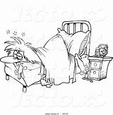 Cartoon Restless Bed Woman Coloring Clipart Laying Vector Foot Her Outlined Leishman Ron Sleep Clipground Illustrations sketch template