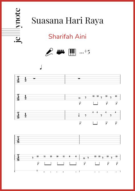Sharifah Aini Suasana Hari Raya Bass And Guitar Sheet Music Jellynote