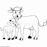 Cow Calf Coloring Pages Sketch Baby Cartoon Getcolorings Paintingvalley Mother sketch template