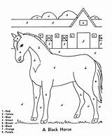 Color Horse Coloring Printable Numbers Kids Pages Pasture Barn Ecoloringpage sketch template