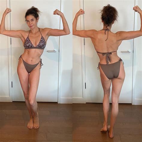 teri hatcher shows  slamming bikini body   training challenge
