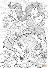 Mermaid Coloring Pages Witch Advanced Fish Beautiful Ugly Printable Colorings Getdrawings Color Puzzle Getcolorings Drawing Mermaids Col sketch template