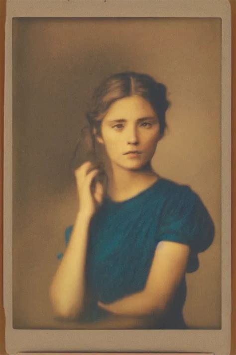 Krea Vintage Polaroid Analog Photo Of A Beautiful Young Woman Golden