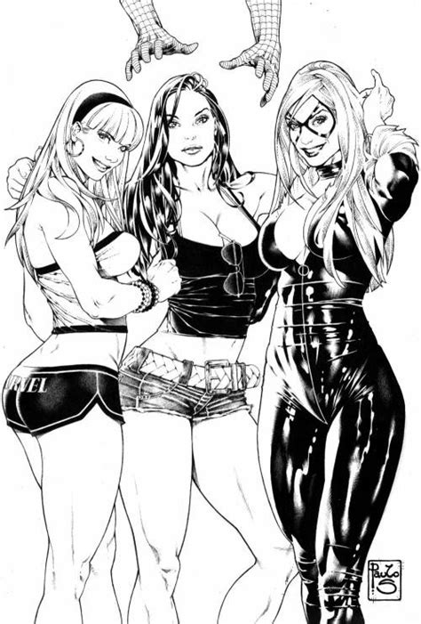 Black Cat Mary Jane Gwen Stacy And Spider Hands By Paolo Sequeira
