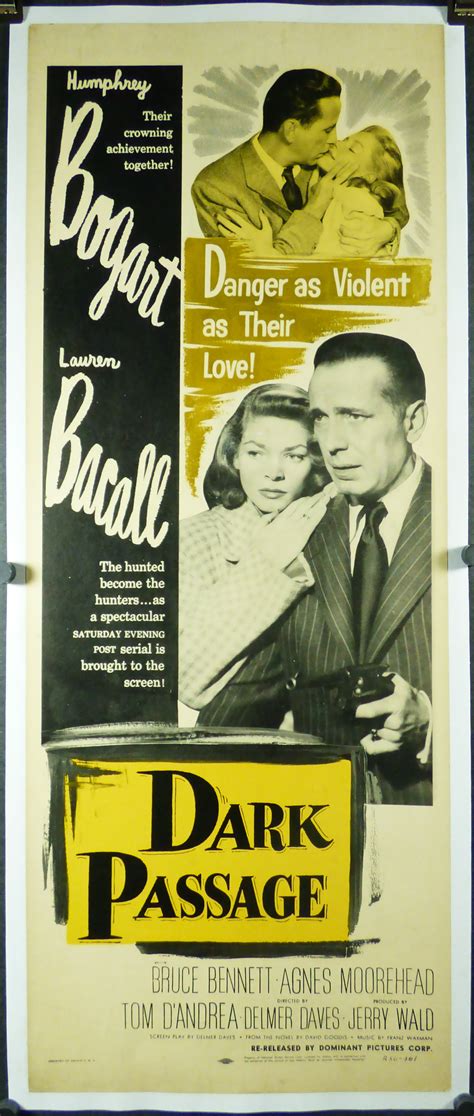 Dark Passage Original Humphrey Bogart Lauren Bacall Movie Poster