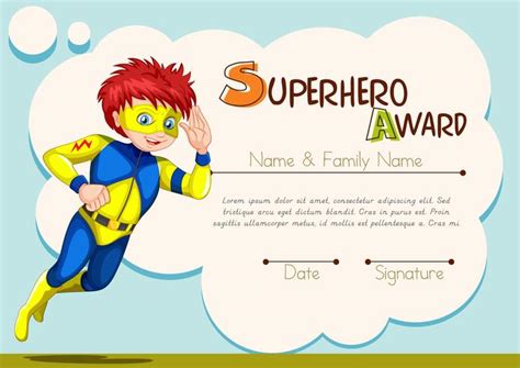 superhero award template  character  background  vector art
