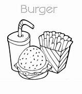 Coloring Burger Pages Fries Drink Sheet Hamburger Dog Hot Kids Popular Playinglearning sketch template