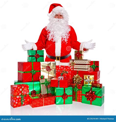 santa claus  gift wrapped presents stock image image  male