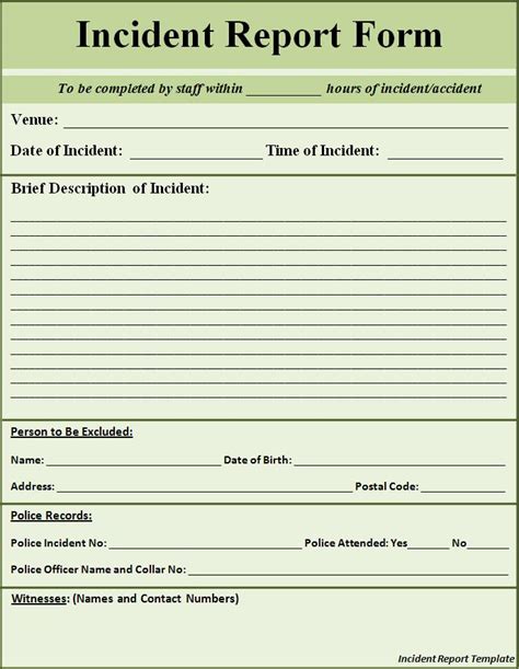 printable police report template form generic