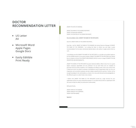 doctor recommendation letter  microsoft word apple pages