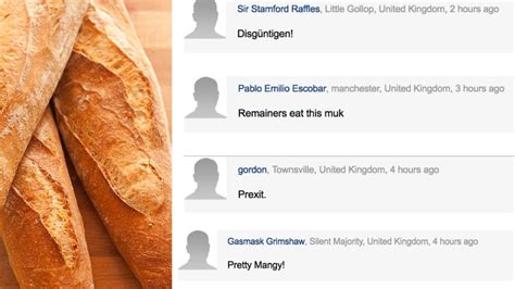how mailonline readers are reacting to the news that baguettes are