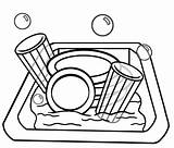 Clipart Clip Dishes Sink Chores Kids Choose Board Drawing sketch template