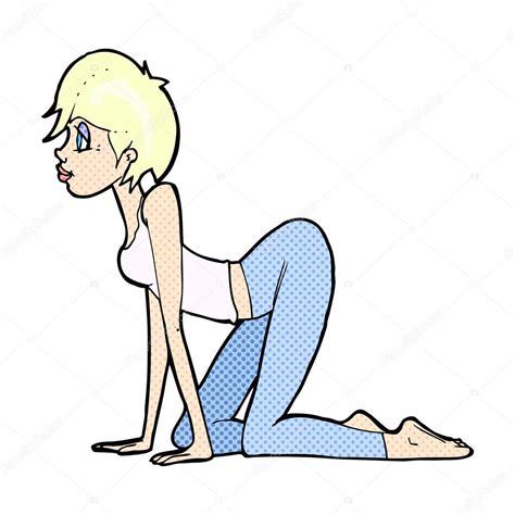 femme sexy dessin animé comique à quatre pattes — image