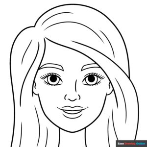 easy barbie doll face coloring page easy drawing guides