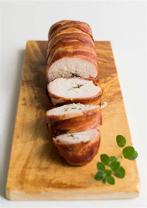 simple turkey breast roll roulade wrapped  bacon
