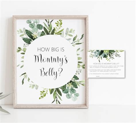 big  mommys belly game printable  green leaves sign