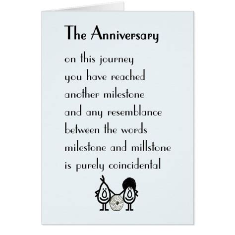 the anniversary a funny wedding anniversary poem card