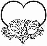 Coloring Roses Heart Hearts Pages Enjoy Related sketch template