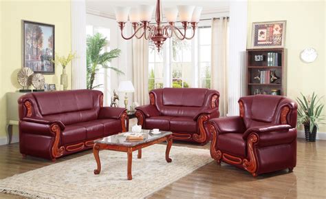 meridian  bella burgundy bonded leather living room set ps