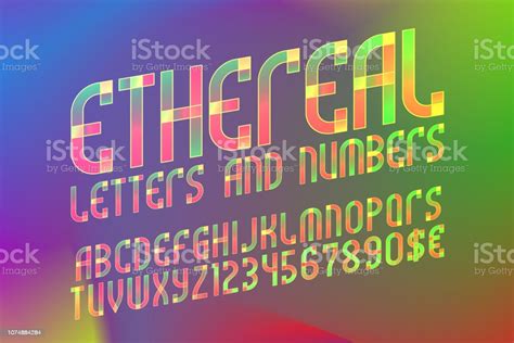 ethereal alphabet  numbers  currency symbols colorful