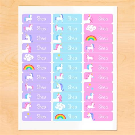 kids unicorn waterproof  labels personalized unicorn etsy